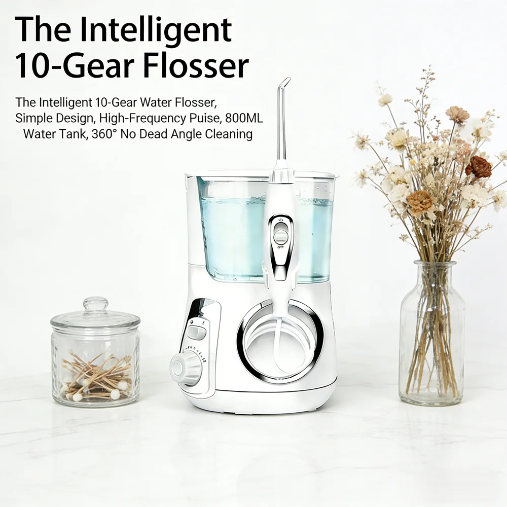 

Настольный ирригатор для полости рта 800 мл, 10 режимов, 5 насадок, электрический водный флоссер для глубокой чистки зубов, предотвращает кариес