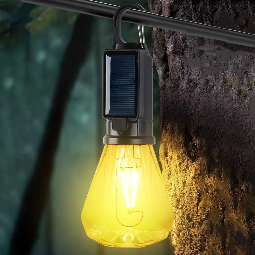 

New Solar Powered Camping Lamp - Multifunctional Handheld Tungsten Filament Lamp & Atmosphere Lamp,Solves Outdoor Power Shortage