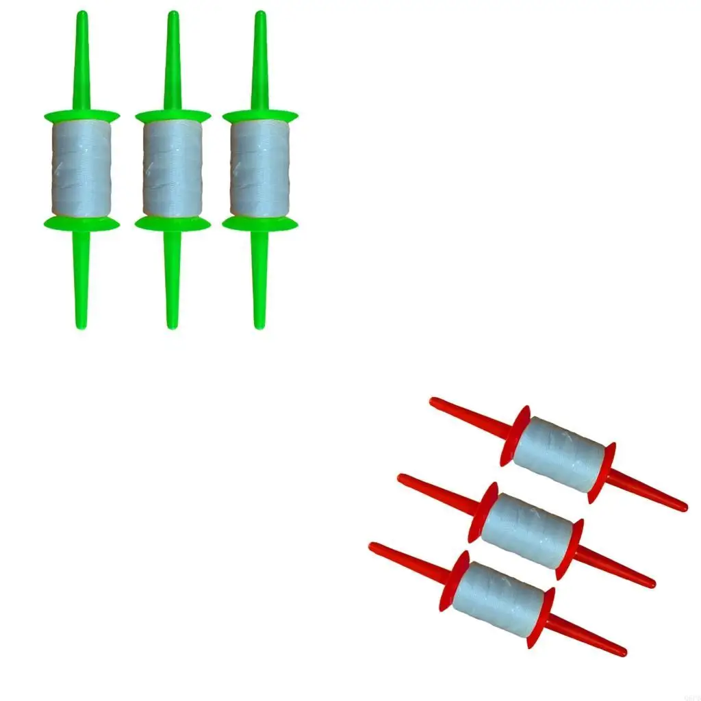 인체공학적 연 라인 스풀 150M 고강도 폴리에스테르 스레드 미끄럼 방지 그립 3개