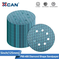 XCAN แผ่นขัด 5 นิ้ว (125 มม.) เพชรรูปร่าง Orbital Sander กระดาษทราย 8 หลุมตะขอและห่วงแผ่นเครื่องมือขัดกรวด 60-400