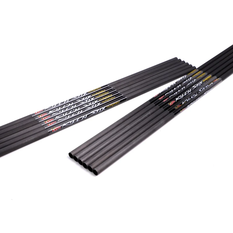 6/12pcs Traditional ID 9.8mm 32inch Spine 200 250 300 350 400 Pure Carbon Arrow Shafts For Recurve Compound Traditional Bow