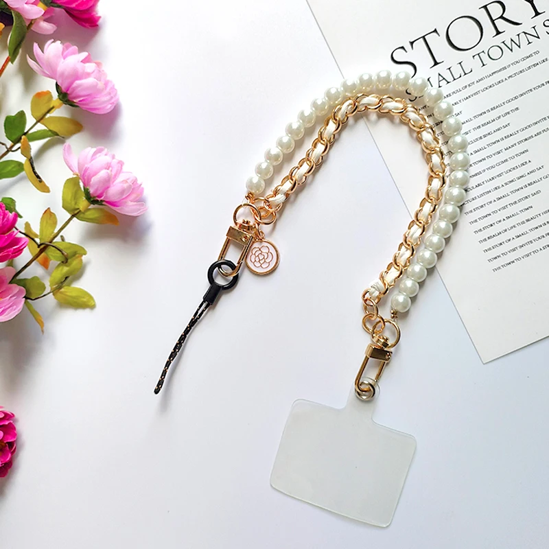 

Universal Mobile Phone Lanyard Short Wristband Pearl Pendant Bracelet Anti Drop and Anti Fall Wristband Mobile Phone Decoration