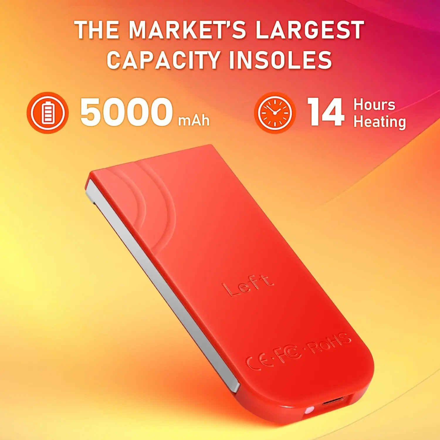 5000mAh  Recharge  le Detach  le Battery Heated Insoles for Cold Winter Warm Forefoot Smart APP Control