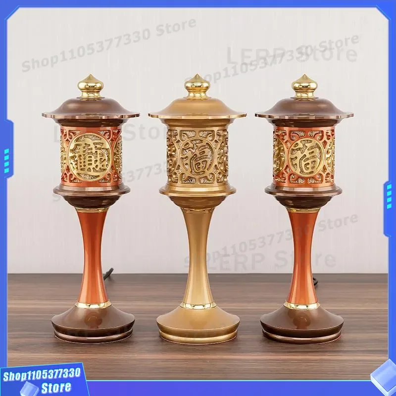 Brass Buddha LED Lamp Electronic Front Light for Household Shrine Buddhist Hall Guanyin God of Wealth Lotus Everbright