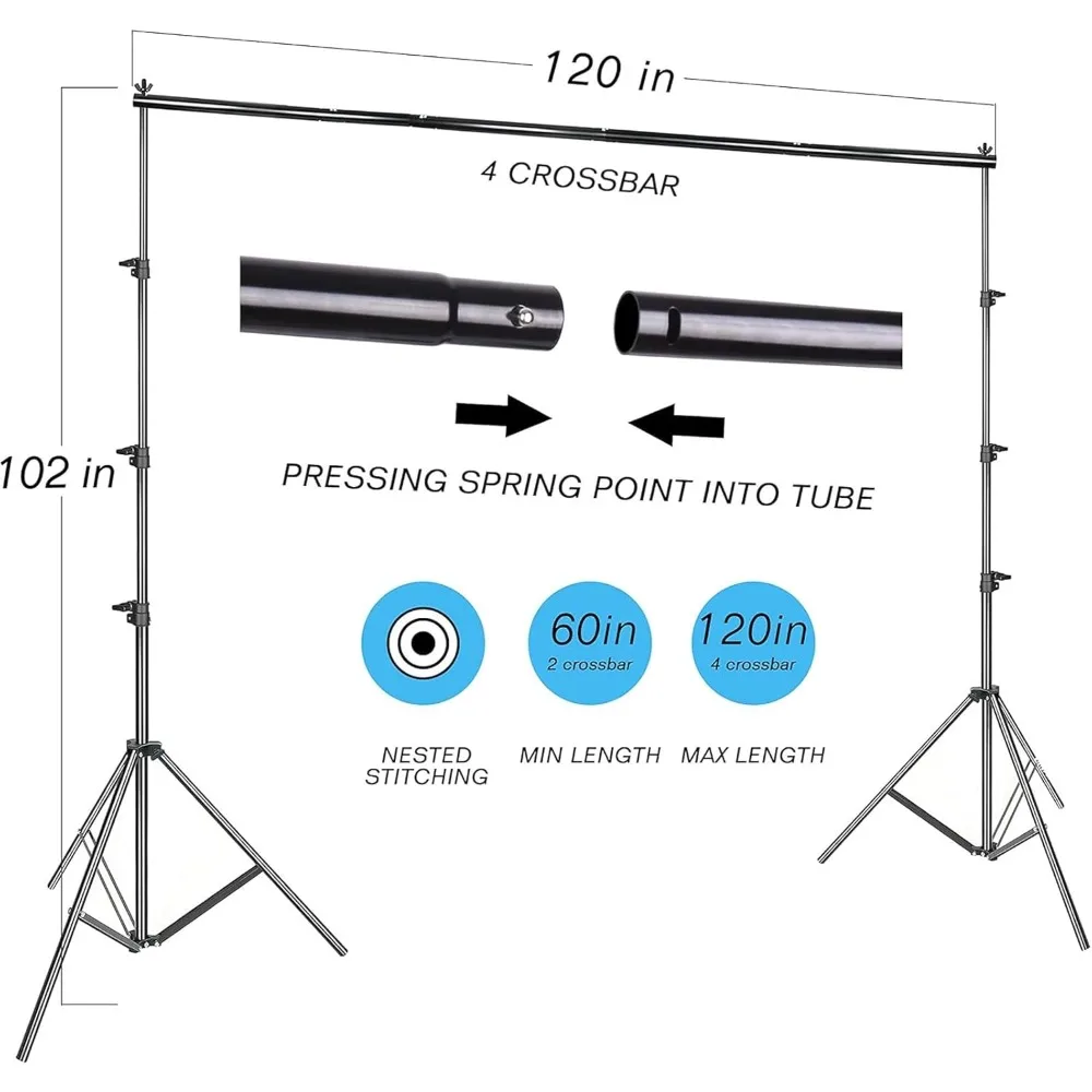 8.5x10ft Photography Backdrop Kit with 400W 5500K Daylight Umbrella Continuous Lighting Set, Black & White Backgrounds