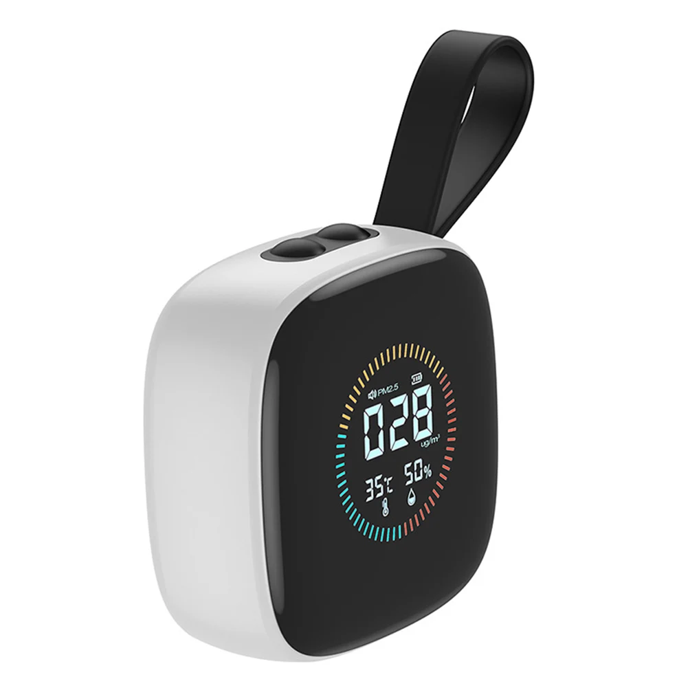 for Air monitor with hanging rope PM2 5 dust detection for indoor use featuring for real time temperature and humidity data with
