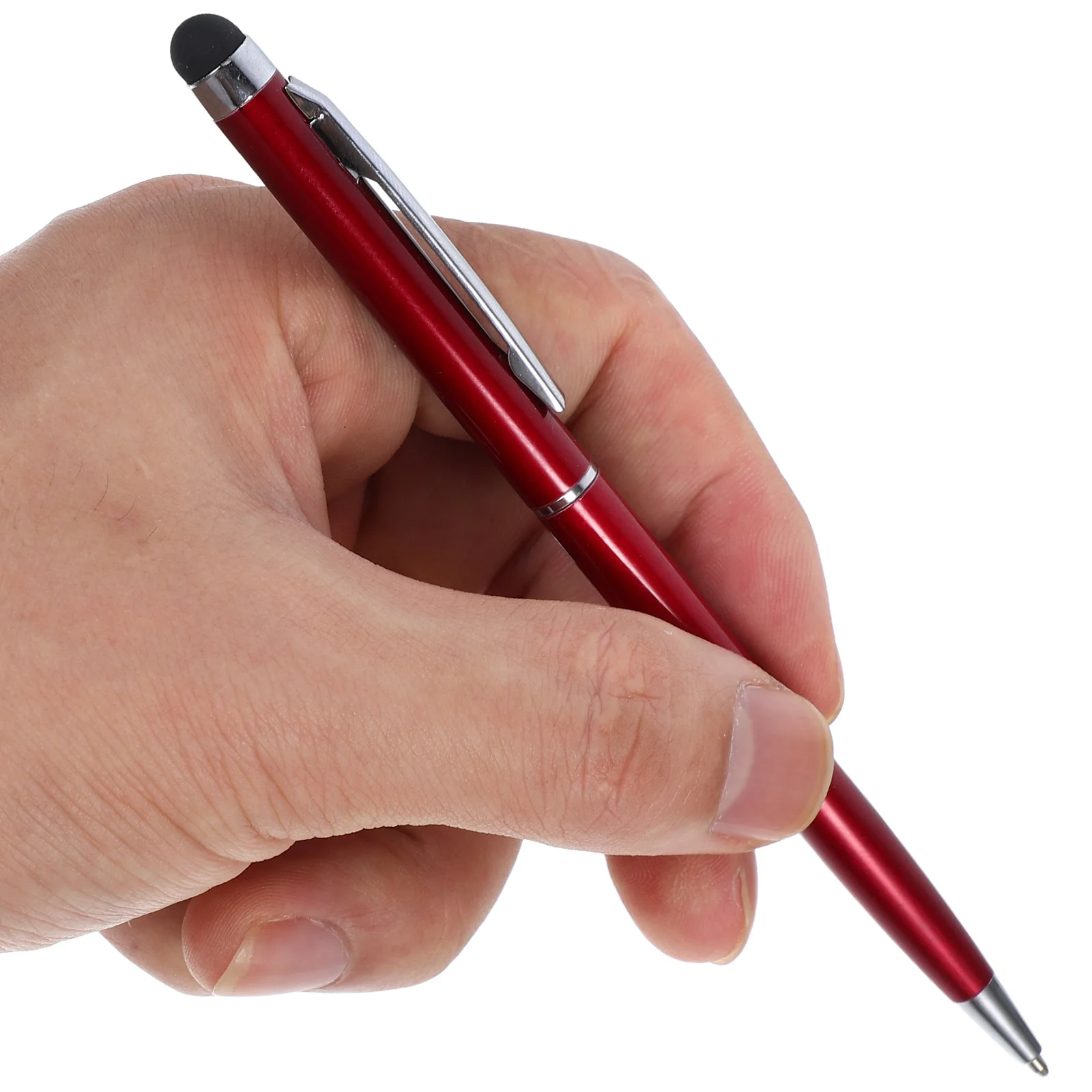 قلم ستايلس بالسعة 2 في 1 طرف سيليكون ناعم لكتابة الملاحة الدقيقة على الهواتف الذكية والأجهزة اللوحية باللون الأحمر الداكن