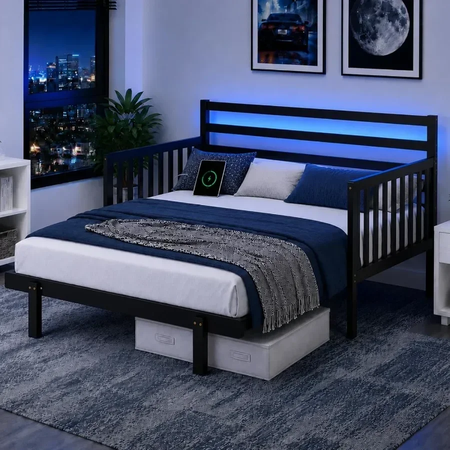 12 Inch Extendable Daybed with USB Ports and LED Lights