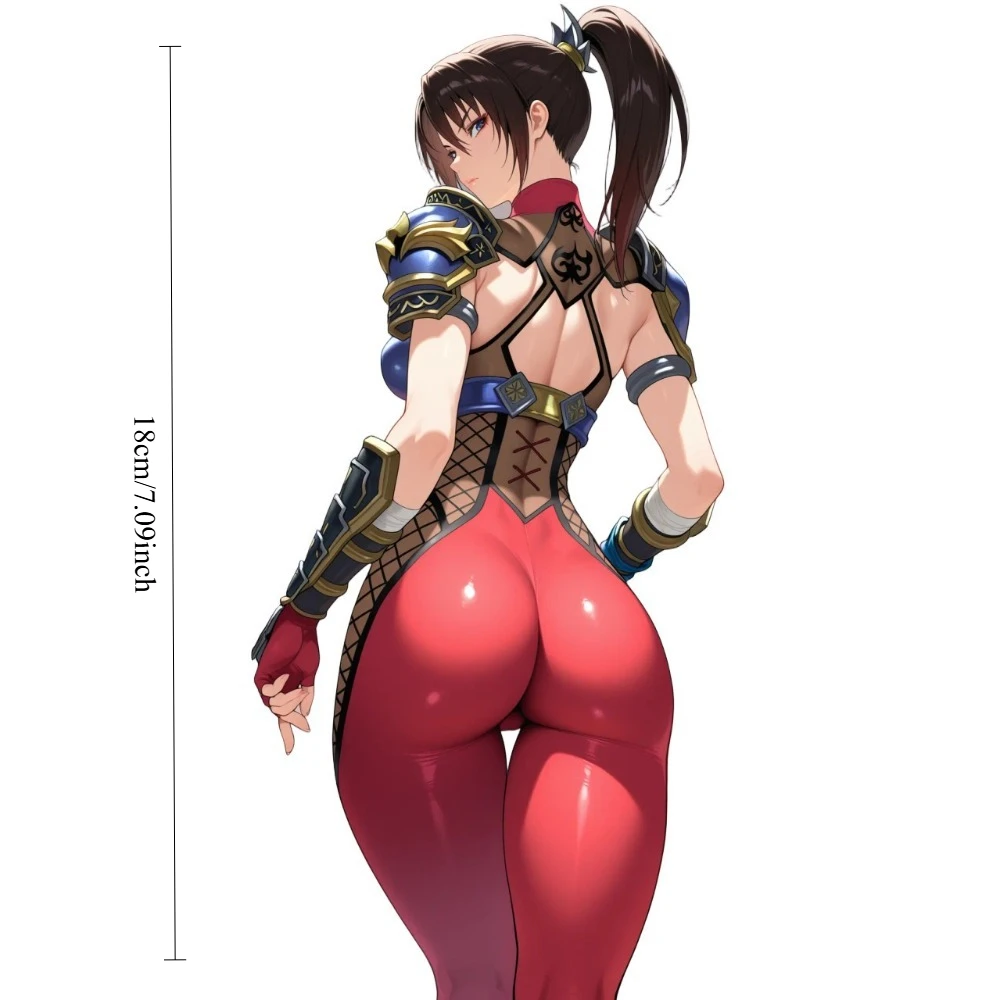 2D Flat Anime Female Warrior Waterproof Vinyl Sticker, Anime Decal For Car Laptop Decor