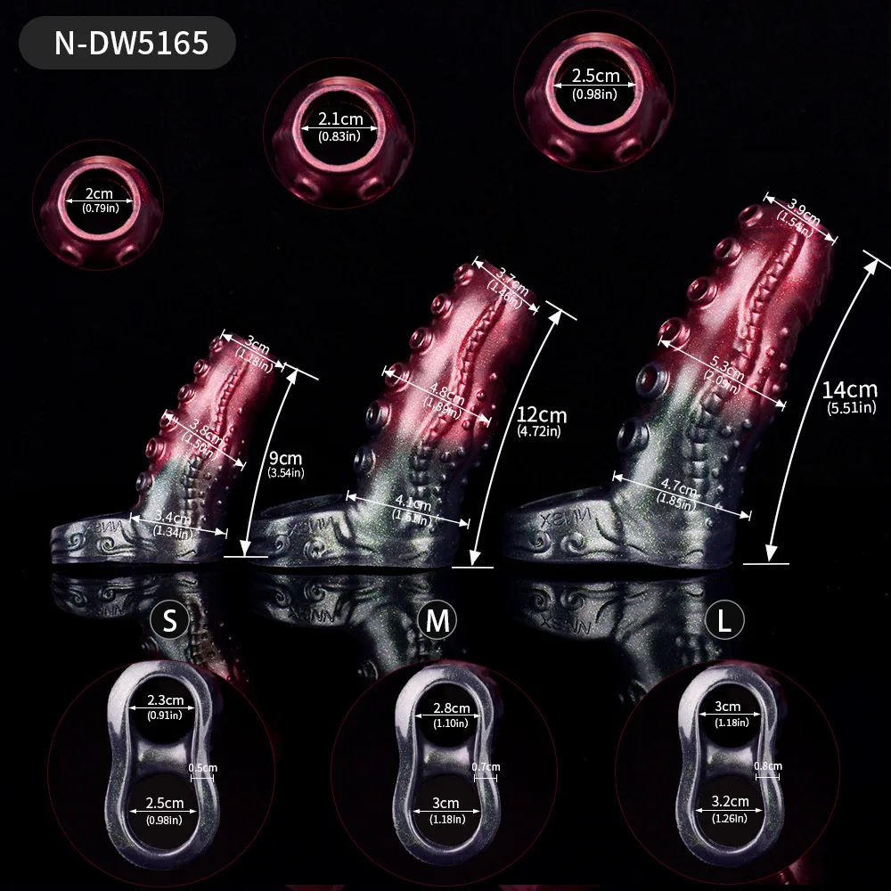 Large, Medium and Small Men's Silicone Wolf Tooth Cover, Penis Cover, Bold Octopus Penis Cover, Sex Toys. - view 5