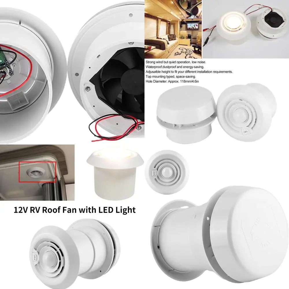 RV مروحة 12 فولت مروحة سقف 4000R/دقيقة LED سقف الهواء التهوية مصبغة مروحة التبريد المستديرة للمعسكر السفر مقطورة فان متنقل Acce