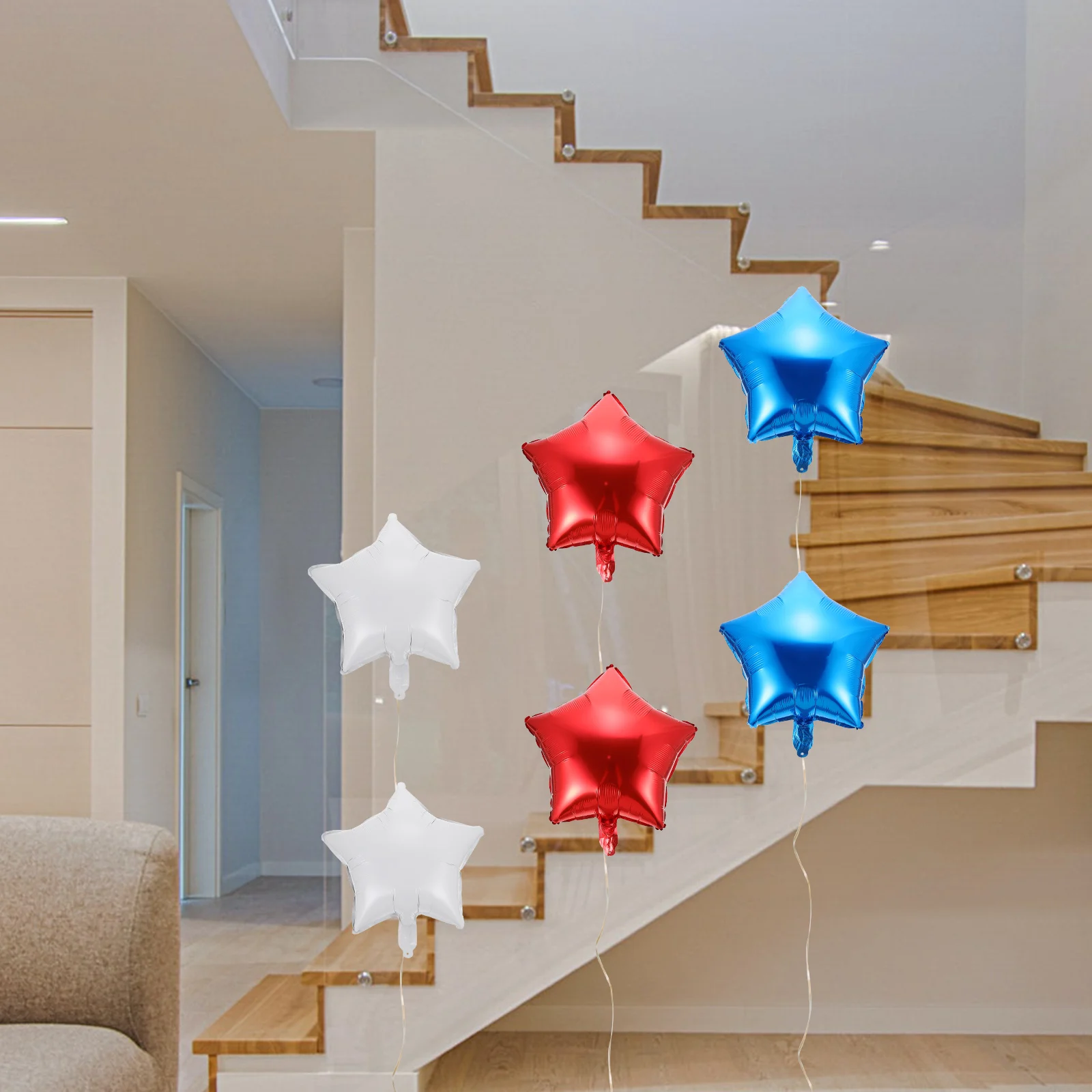 

12 PCS Patriotic Star Balloons Aluminum Film American Ornament Red White Blue Holiday
