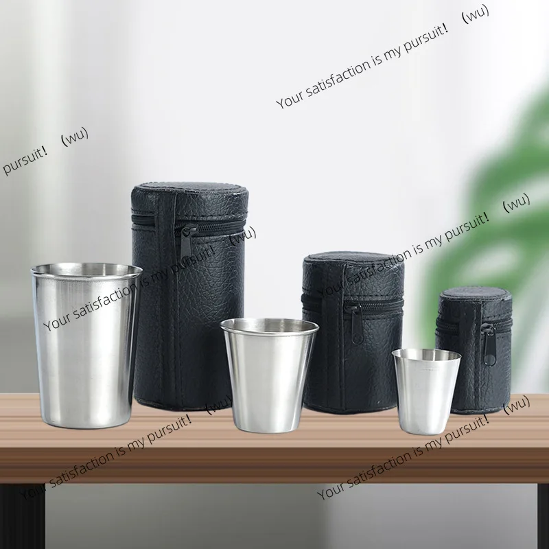 4Pcs Outdoor Practical Travel Stainless Steel Cups Mini Set Glasses For Whisky Wine With Case Portable Drinkware 30ml/70ml/170ml