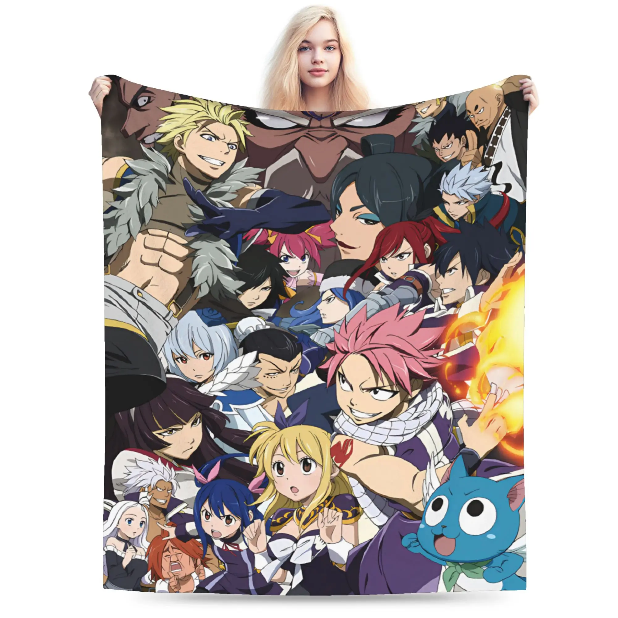 Stunning Fairy Tail Erza Armor Blanket  Warm Soft Pattern Plush Throw Blanket For Living Room Decorative Flannel Bedspread Bed