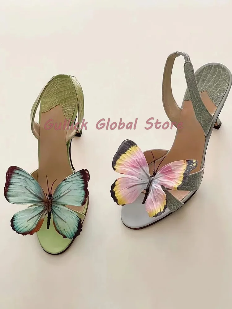 2024 nuovo arrivo punta tonda farfalla superficiale decorazione Slingback fascia elastica sandali stringati colori estivi scarpe dolce grazia