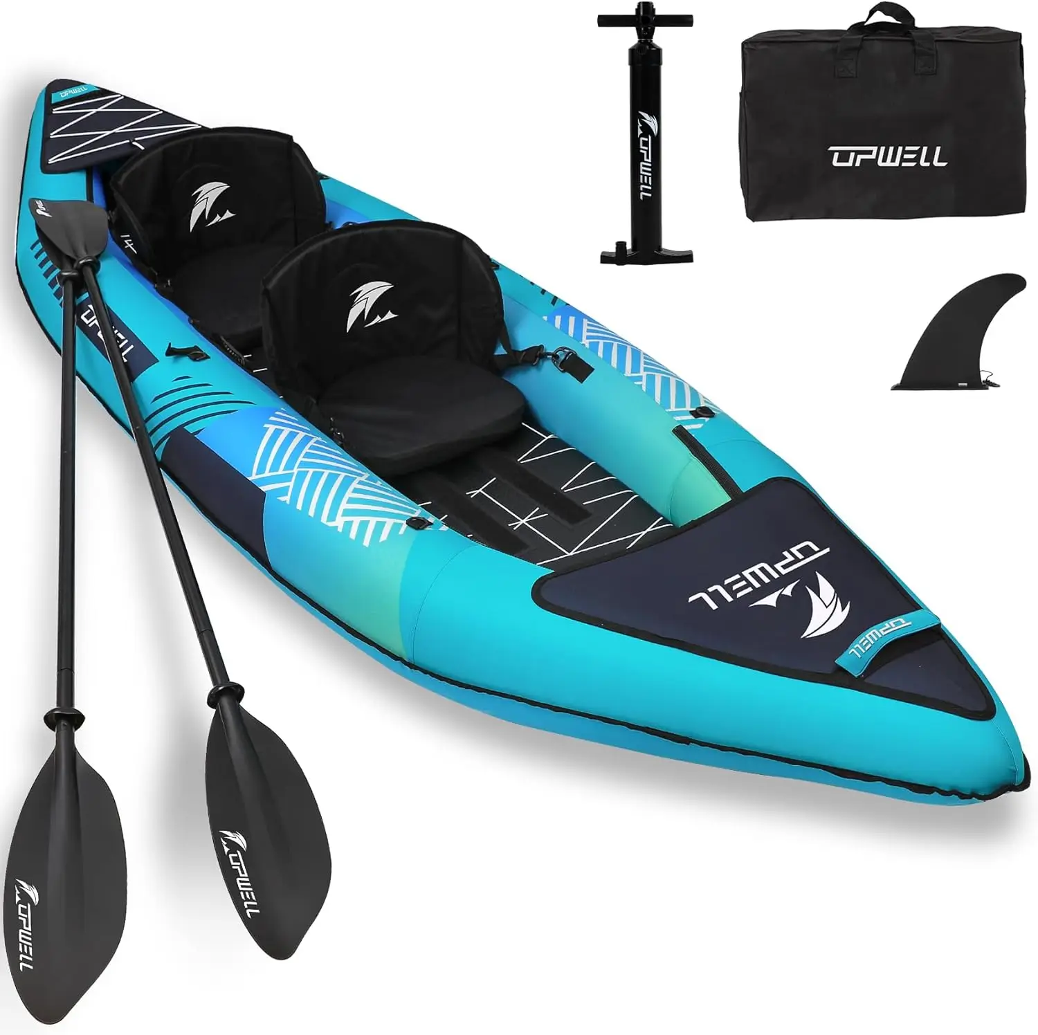 

13'6”/11' Inflatable Recreational Kayak - 2 Person with Drop Stitch Floor and Accessories Including Kayak Seats with High Back S