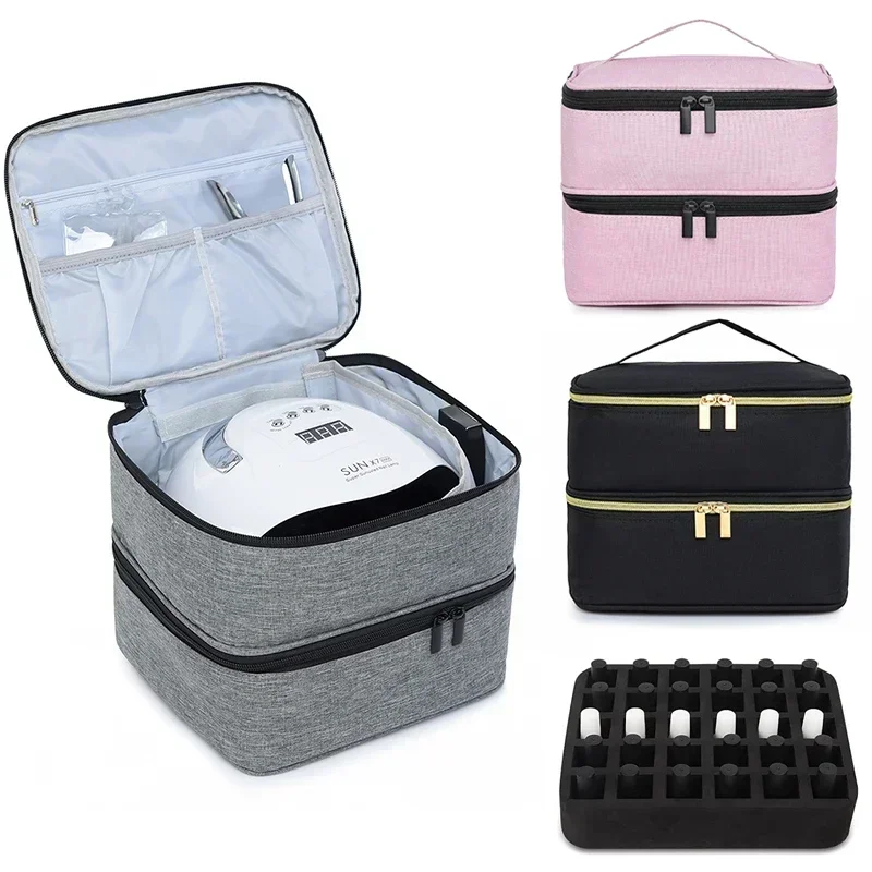 30 Bottles Nail Polish Storage Bag Cosmetic Handbag Organizer for Travel Portable Essential Oil Bag Nail Care Kit Box