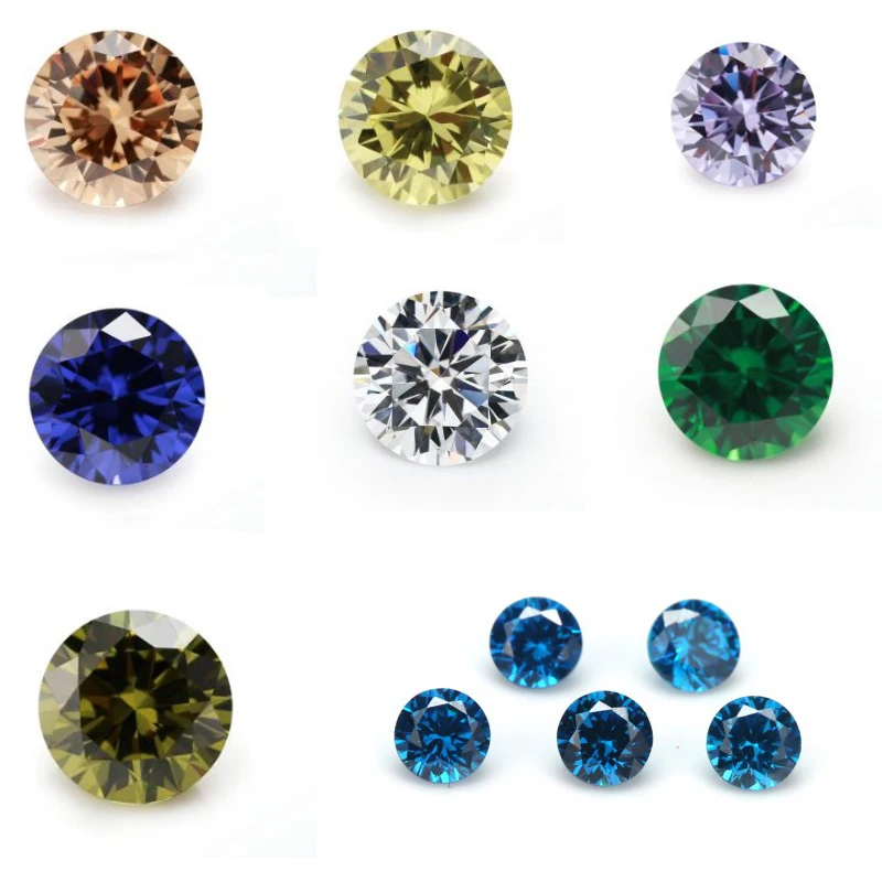 

12colors100pcs 0.8~10 AAAAA Round Brilliant Cut White Voilet Olive Purple Pink Cubic Zirconia Stone Loose cz Small sizes