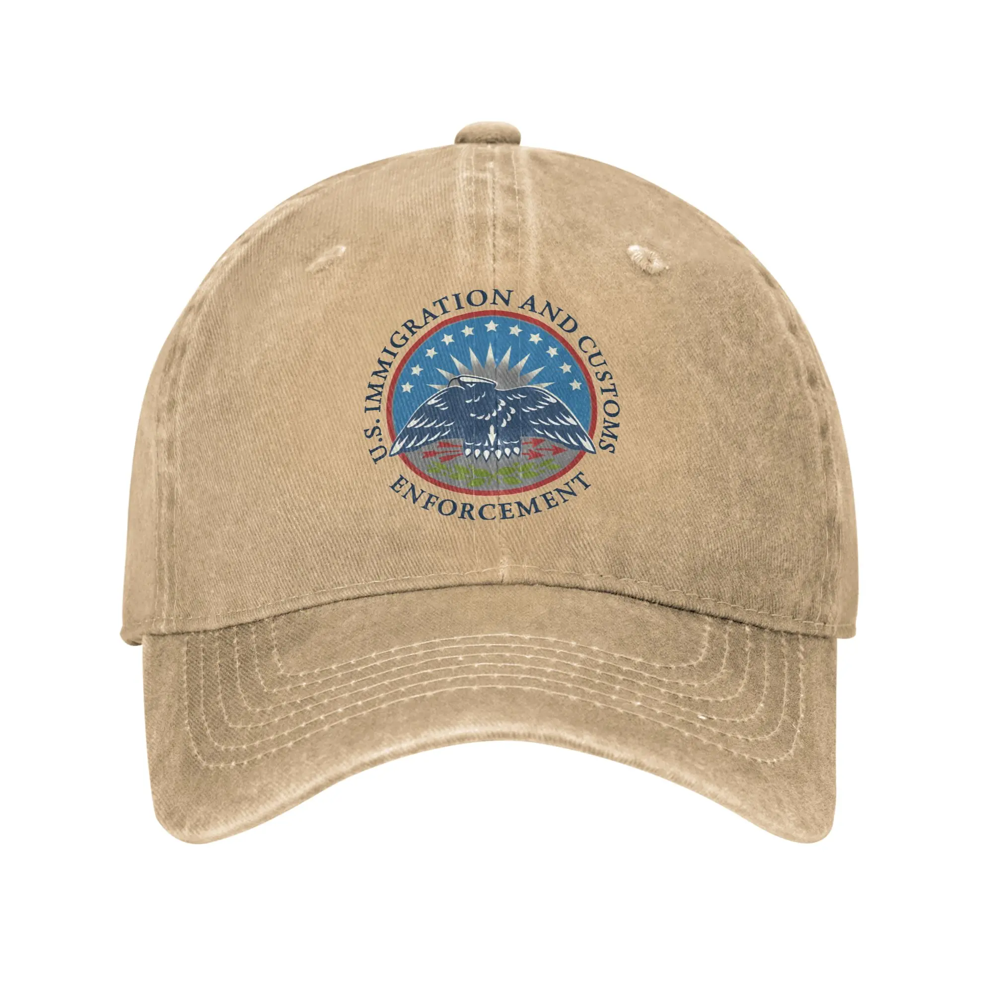 ICE Immigration and Customs Enforcement Logo Baseball Cap Outdoor Gym Washed Trucker Hat Men Adult Retro Design Baseball Caps