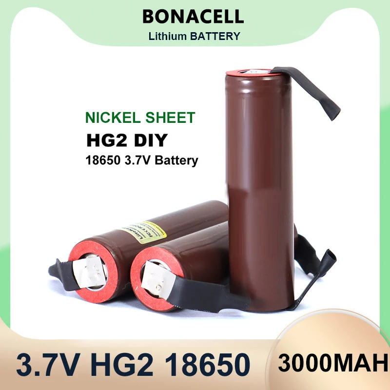 2023 BONACELL  new HG2 18650 3000mAh battery 18650HG2 3.6V discharge 20A, dedicated For hg2 batteries + DIY Nickel batteries