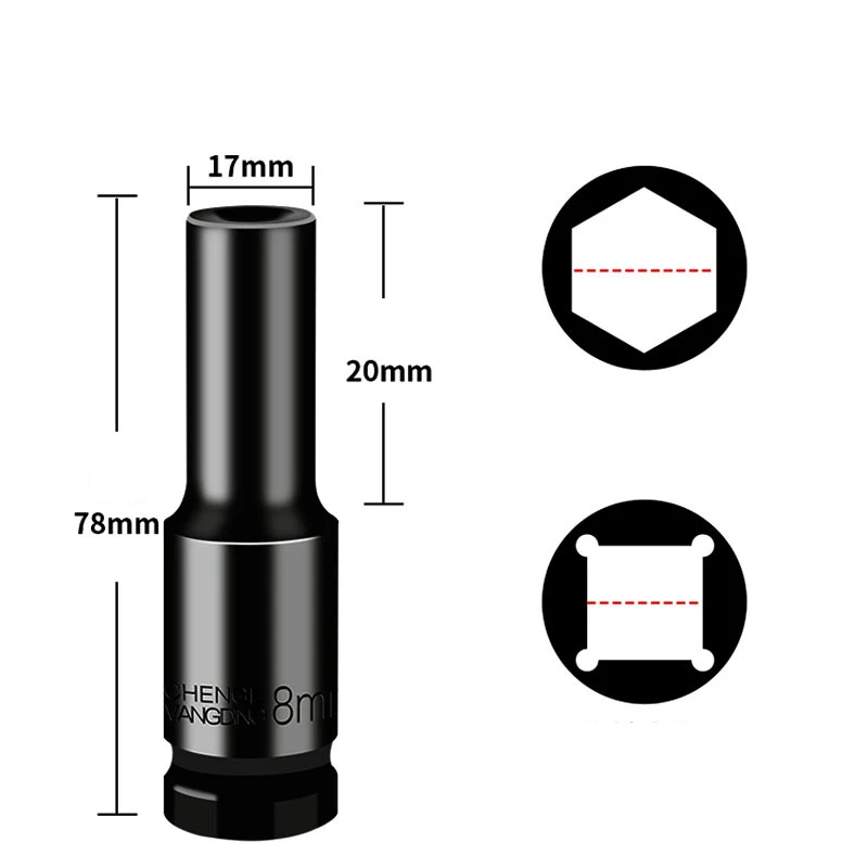 Juego de enchufes de impacto de 1/2 pulgadas, manga Hexagonal neumática de 8-32mm, cabeza de manga de neumático largo pesado para llave eléctrica de