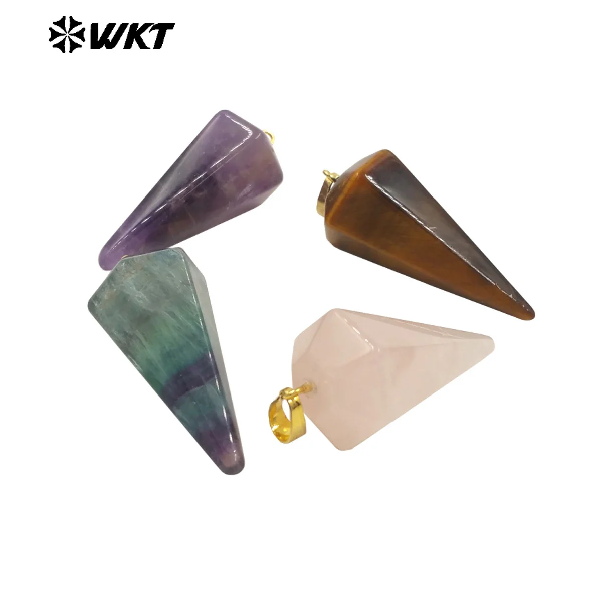 WT-P1803 Colgante de color de piedras preciosas naturales turquesas y fluorita con forma geométrica especial para fabricación de joyas hechas a mano