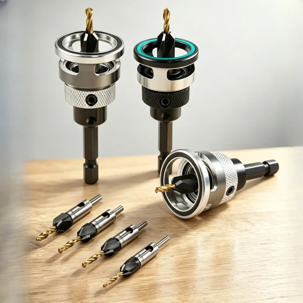 Four-Flute Countersink Drill Set Adjustable Depth M2 High-Speed-Steel For Woodworking Aluminum Metal Drilling Tool Parts