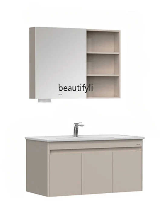 New bathroom cabinet integrated ceramic basin mirror cabinet modern simple bathroom washstand