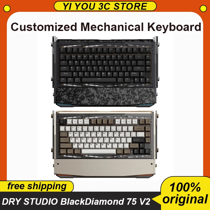 

DRY STUDIO BlackDiamond 75 V2 Mechanical Keyboard Three Mode 2.4g Wireless Rgb 81 Keys Ergonomics Customized Pc Esports Keyboard