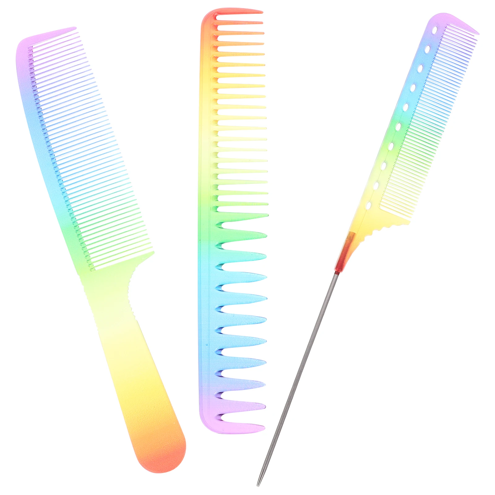 

3pcs Rainbow Smooth Styling Salon Hairbrush Comb For All Hair Types Salon Use Detangling Shine Tooth Comb Women Men Kids