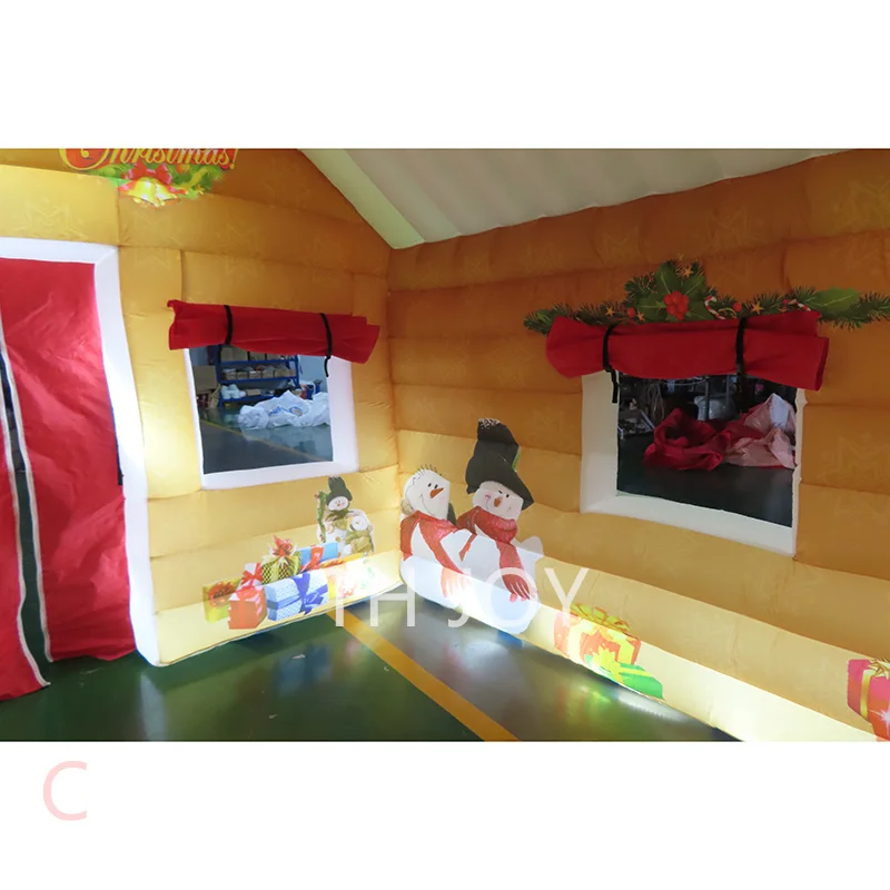 빠른 항공 배송, 2025년 신형 풍선 산타 그로토 장식 크리스마스 하우스 캐빈 하우스 조명 포함