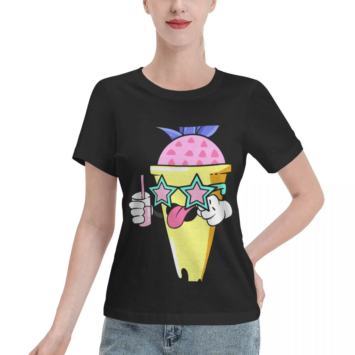 Value Pack Weird Ice Cream Women's T-shirt Casual Dating Breathable Cotton Tee