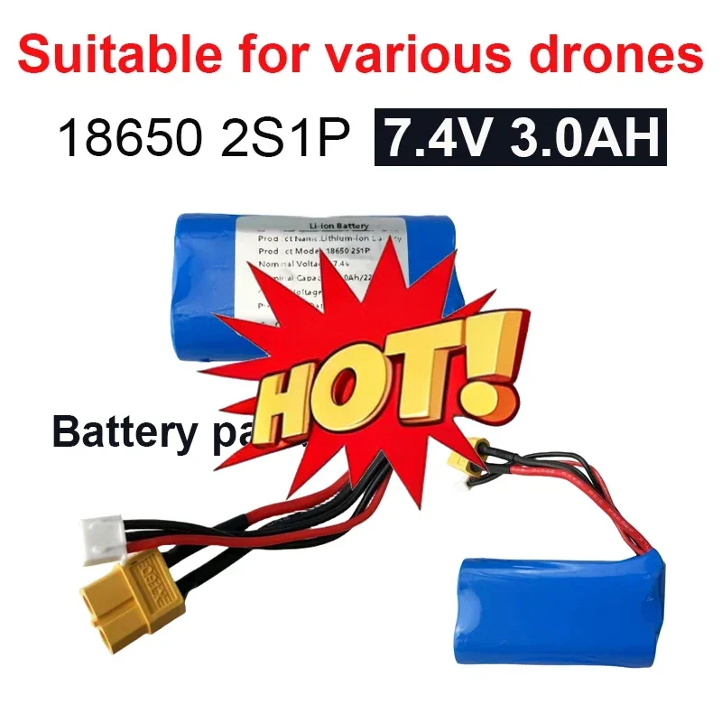 🔧18650 7.4V 2S1P 3000 MAh Lithium-ion Battery Pack, Suitable For Various Drones🔧