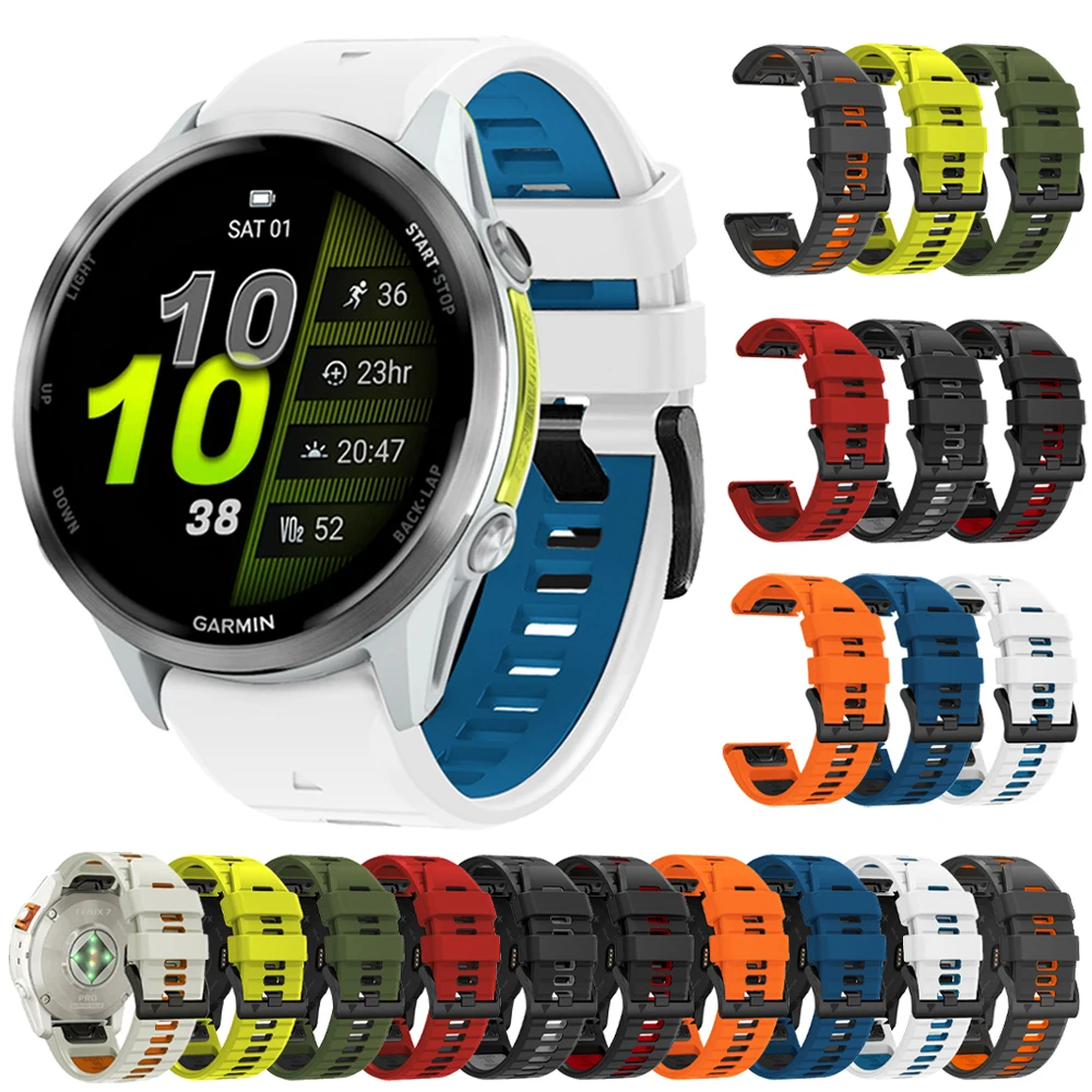 Silicone 22 26mm WatchBand for Garmin Forerunner 970 965 955 Solar 945 935 Fenix 7 7X 8 E Epix Instinct 3 2X Quick Release Strap