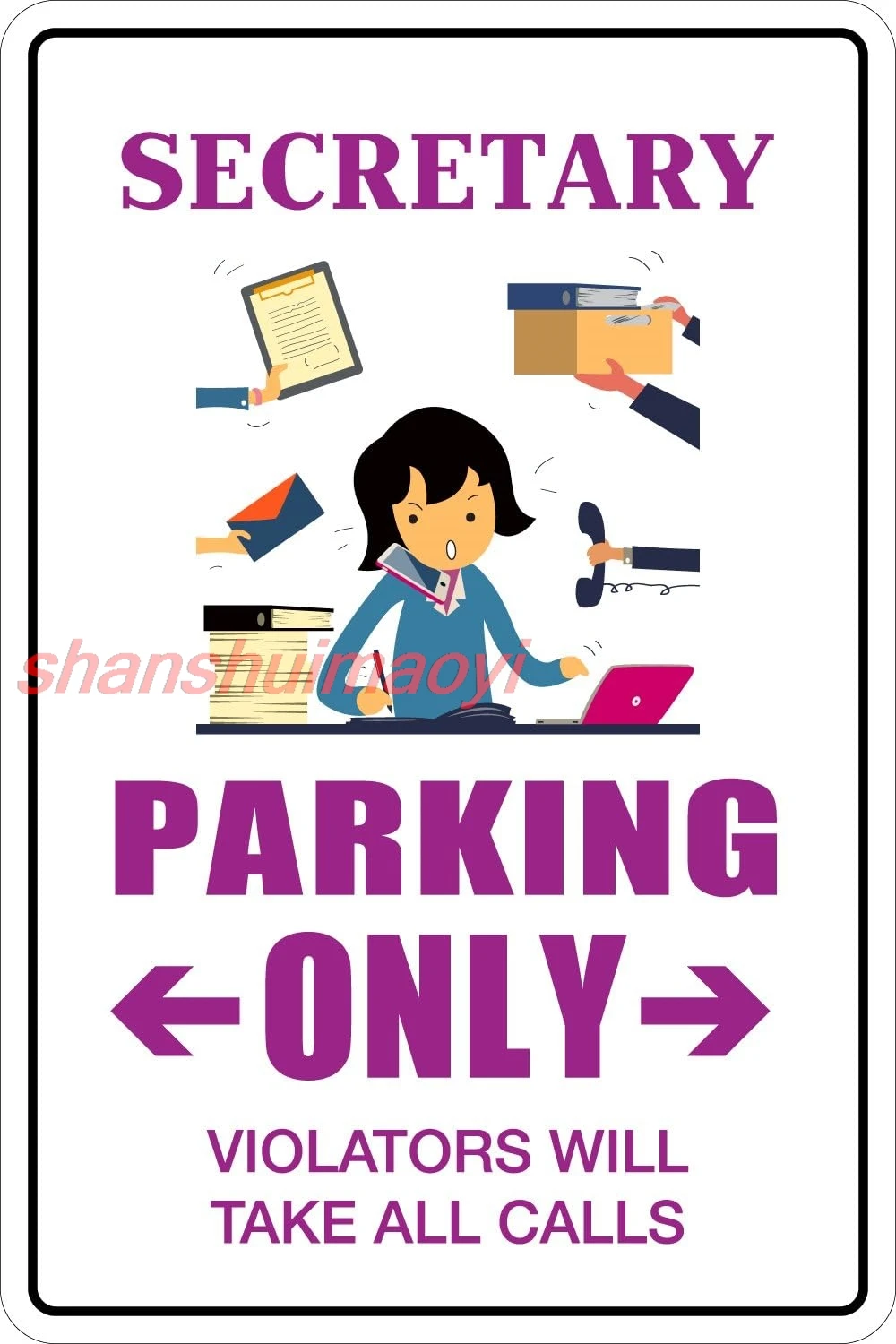 StickerPirate Secretary Parking Only 8