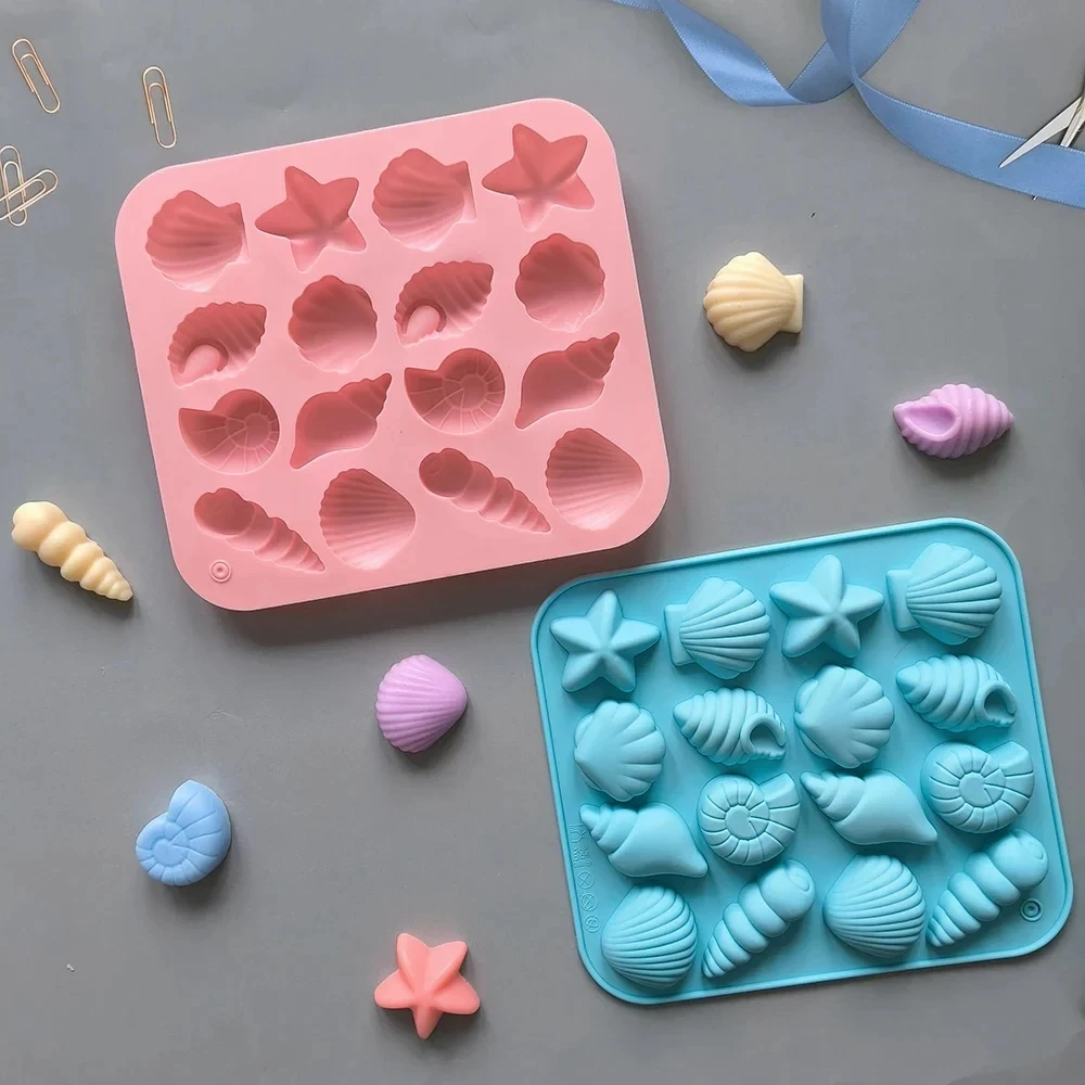 Chocolate Silicone Mold 3D Shell Marine Animal Shape 16 Cavity Candy Cake Decor Pudding Jelly Baking Supplies DIY Tools