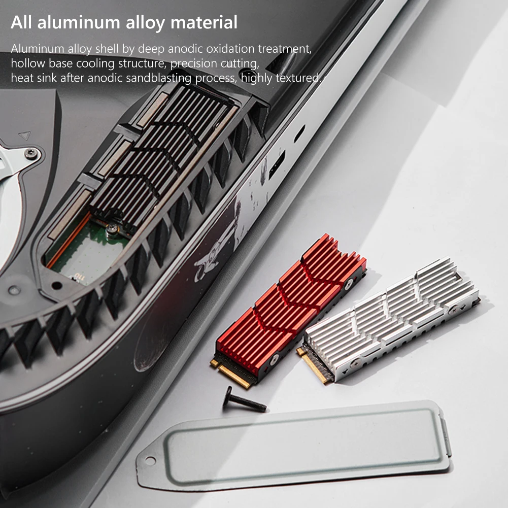 

M.2 2280 SSD Radiator Hollow SSD Radiator Heat Sink NVME NGFF Aluminum Alloy with Thermal Silicone Pad for PS5 Game Console