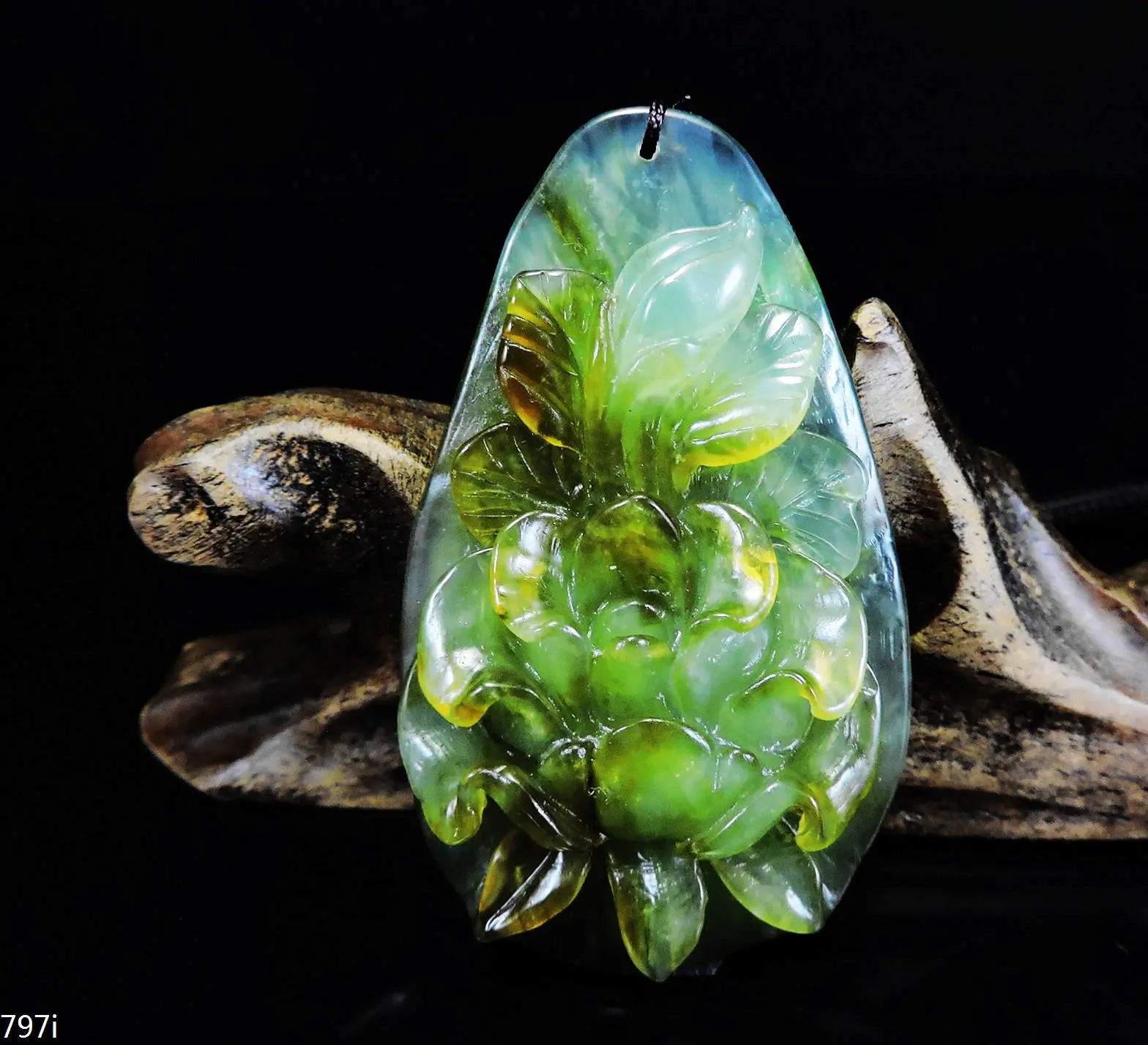 

Jade Jewelry Natural Jade Pendant Necklace Hand-Carved peony flower Jadeite Necklace Pendant Gift No Treatment 797i