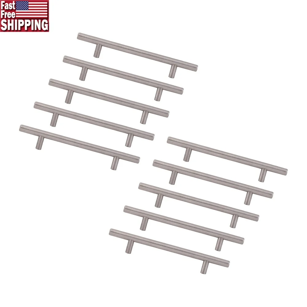 

Modern Satin Nickel Cabinet Pulls 10-Pack 3-3/4 Inch Center-to-Center Drawer Handles Durable Steel Easy Installation Kitchen