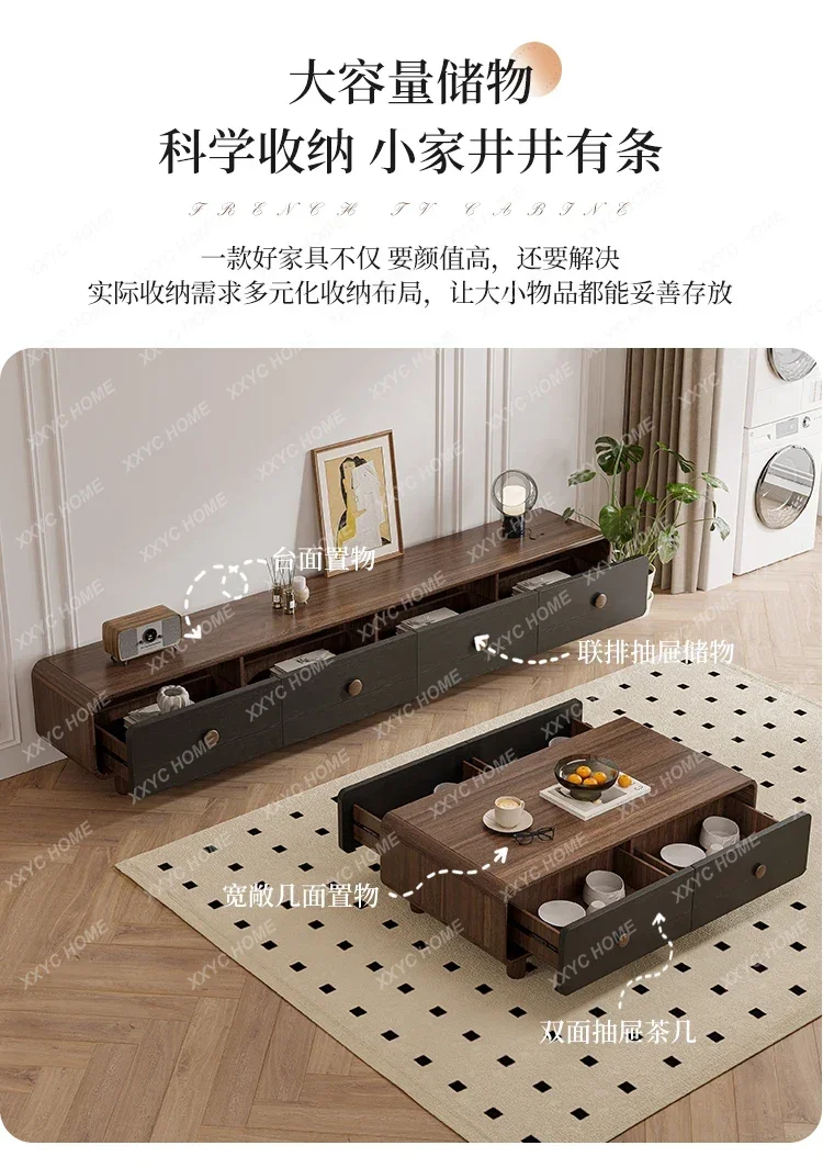 Organizer Luxury Floor Tv Stand High Legs Wood  Tv Cabinet Universal House Walnut Fernsehtisch Furniture Home
