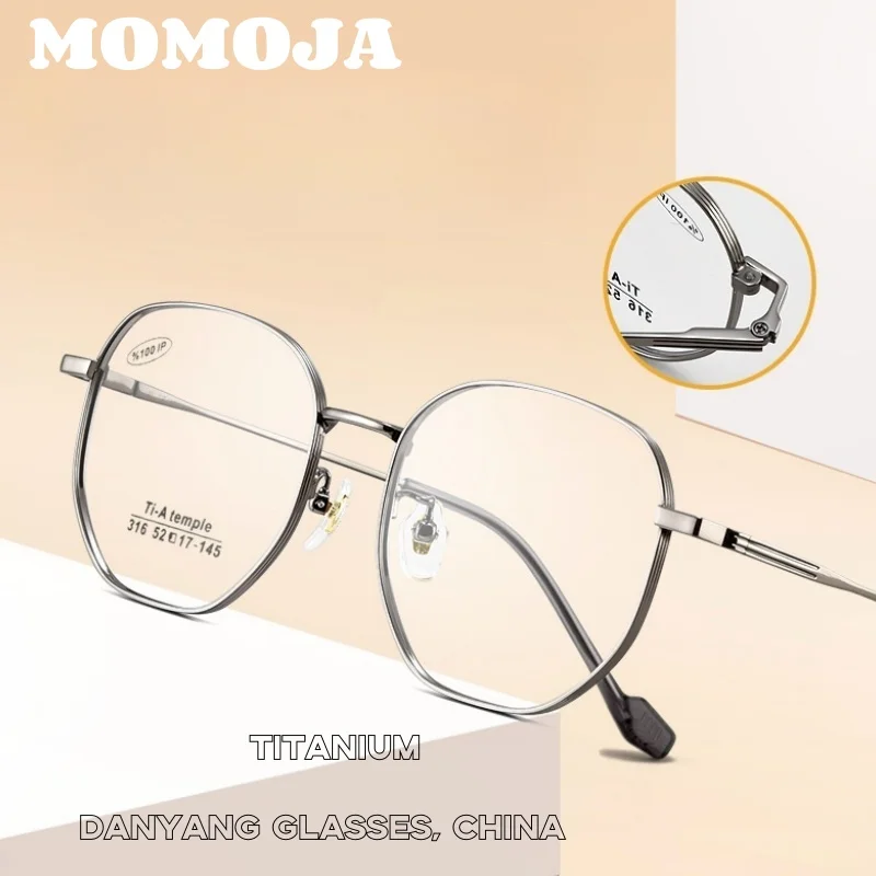 

MOMOJA Ultralight Small Size Fashion Titanium Alloy Optical Eyeglasses Frame Comfortable Polygon Retro Prescription Glasses 316