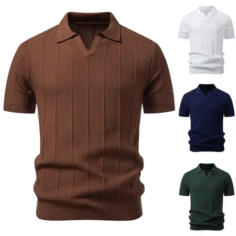 2026 Mens Polo Shirts Short Sleeve V Neck Knit Shirts for Men Casual Old Money Top Clothes Amazon Mens Golf Shirt
