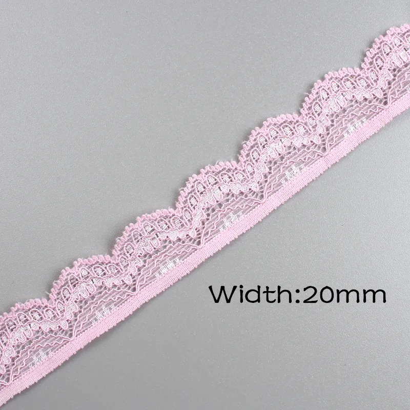 10Yards Light Pink Mesh Elastic Lace Trim Ribbon For Sewing Crafts Wedding Decoration Lace Handmade Accessories DIY