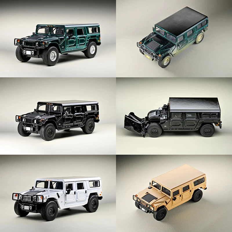 

596 1/64 Hummer H1 Off-road Vehicle with An Openable Engine Hood Car Alloy Diecast Metal Model Kids Xmas Gift Toys for Boys