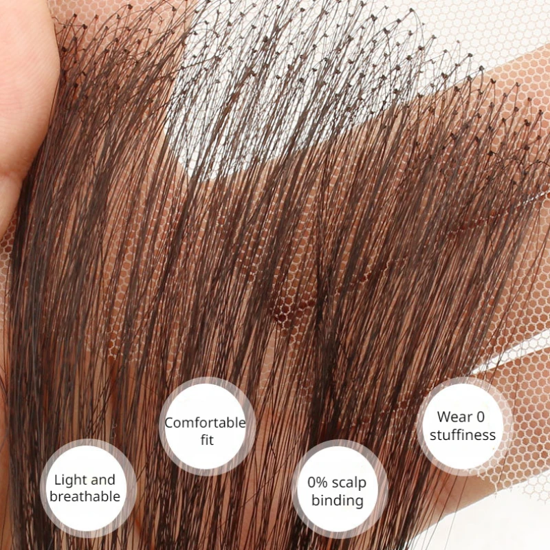 Cabelo real invisível natural franja sem costura cobrindo a testa linha fina patch borda lateral para as mulheres, uso diário, moda