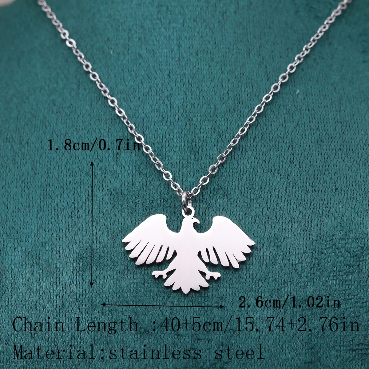 Kinitial Stainless Steel Syria Eagle Hawk Pendant Necklace For Women Men Syrian National Emblem Jewelry Necklace Gift