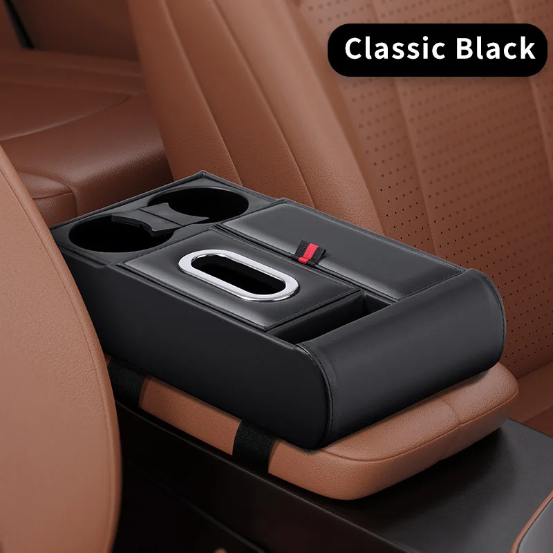 Car Armrest Storage Box Heightening Pad Tissue Box Water Cup Holder Multifunctional Car Storage Box Console Armrest Pad