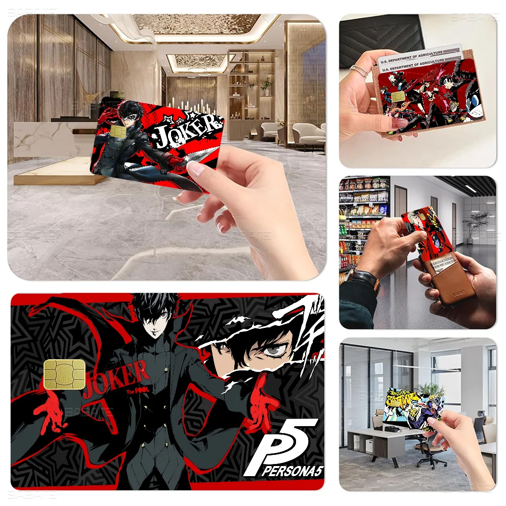 Persona 5 Classic Anime Credit Card Skin Stickers No Adhesive Residue Water Proof For VISA Credit Card Subway Access Card