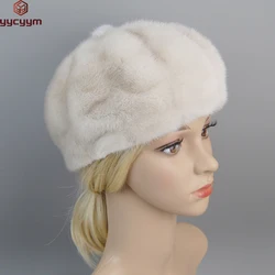 Hot Sale Full Pelt Luxurious Women Real Mink Fur Hats Winter Warm Fur Caps Fashion Ladies Pumpkin Genuine Mink Fur Beanies Hat