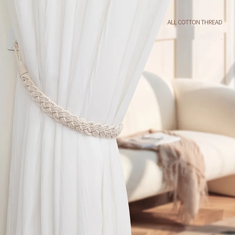1 Pcs Curtain Tieback Bohemian Simplicity Pure Cotton Weave Rope Curtain Holdbacks For Bedroom Living Room Decoration